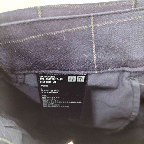 ユニクロ UNIQLO タックワイドパンツ(チェック・丈標準68~70cm) レディース JPN:L