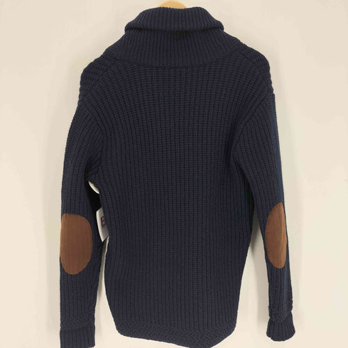 マスターピース MASTERPIECE リブ編み 猫目ボタン エルボーパッチ ショールカラー ニット カーディガン メンズ JPN:M