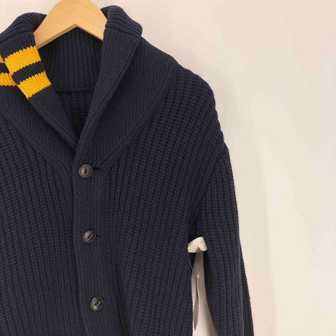 マスターピース MASTERPIECE リブ編み 猫目ボタン エルボーパッチ ショールカラー ニット カーディガン メンズ JPN:M