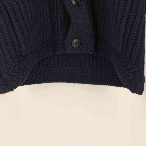 マスターピース MASTERPIECE リブ編み 猫目ボタン エルボーパッチ ショールカラー ニット カーディガン メンズ JPN:M