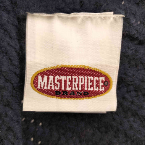 マスターピース MASTERPIECE リブ編み 猫目ボタン エルボーパッチ ショールカラー ニット カーディガン メンズ JPN:M