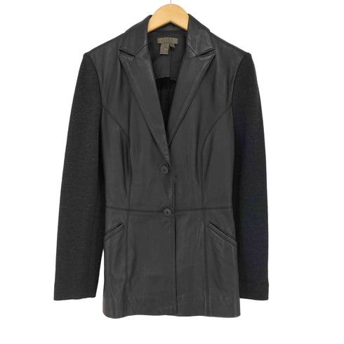 ザラ ZARA ウール×レザー テーラードジャケット レディース import:M