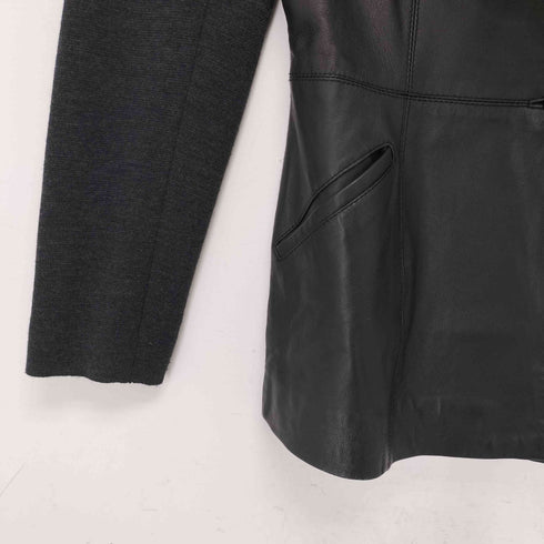 ザラ ZARA ウール×レザー テーラードジャケット レディース import:M