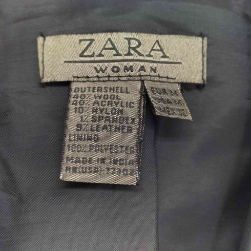 ザラ ZARA ウール×レザー テーラードジャケット レディース import:M
