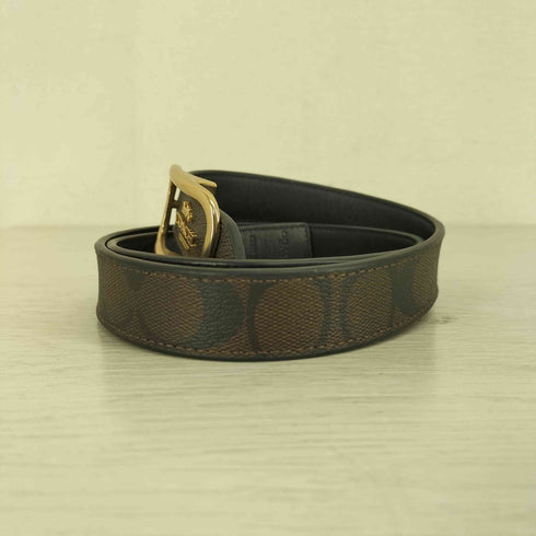 コーチ COACH レクタングル モールガン シグネチャー レザーベルト レディース S