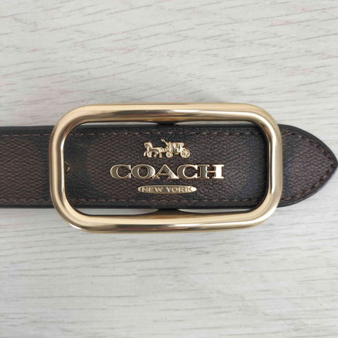 コーチ COACH レクタングル モールガン シグネチャー レザーベルト レディース S