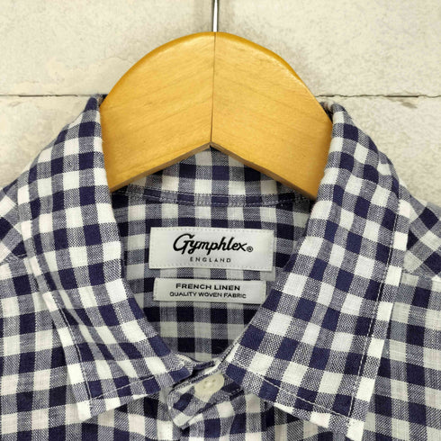 ジムフレックス GYMPHLEX フレンチリネン ギンガムチェック シャツワンピース レディース UK:12