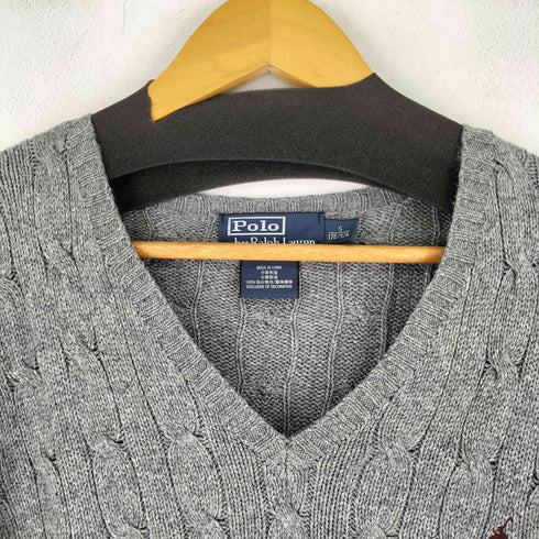 ポロバイラルフローレン Polo by RALPH LAUREN スモールポニー刺繍 ケーブル Vネック ニット メンズ JPN:S