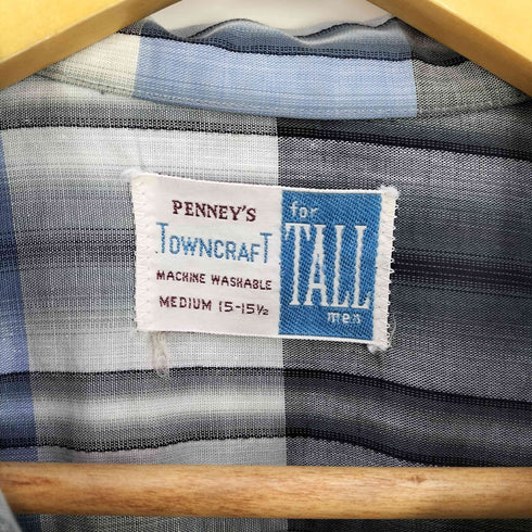 ペニーズタウンクラフト PENNEYS TOWNCRAFT 50-60S tall men galey lord Shadow Plaid Cotton Shirt メンズ 15-15 1/2