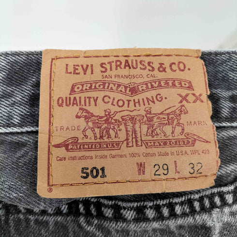 リーバイス Levis 90S USA製 ボタン裏653 ボタンフライ 501 後染め サルファブラック デニム メンズ W29 L32
