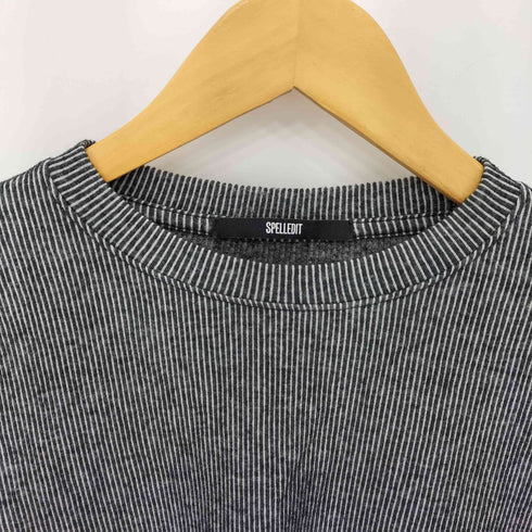 SPELLEDIT ストライプ クロップド ロングスリーブTシャツ レディース