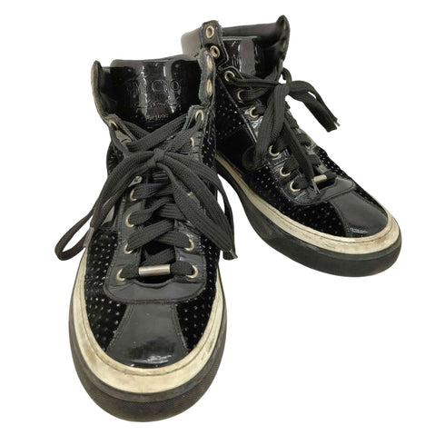 ジミーチュウ JIMMY CHOO パテント ベルベット ハイカット スニーカー メンズ EUR:42