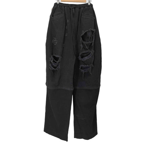 YORI SPORT / ZIP UNDERWEAR DENIM (BLACK) デストロイ ダメージ バギーデニム 2WAY メンズ 32