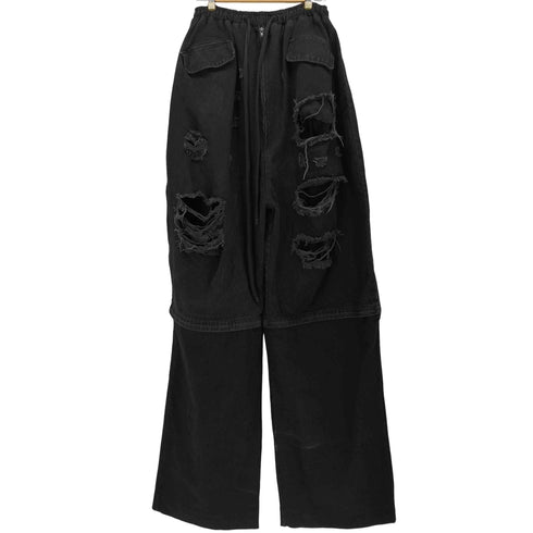 ヨリスポーツ YORI SPORT ZIP UNDERWEAR DENIM (BLACK) デストロイ ダメージ バギーデニム 2WAY メンズ 32