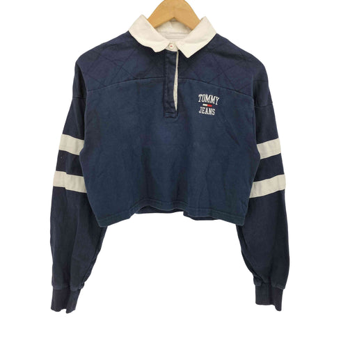 トミージーンズ tommy jeans ロゴ 刺繍 クロップド ラガー シャツ レディース import:XS