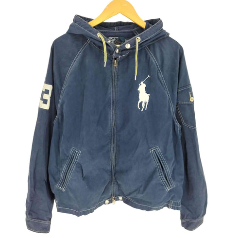 ポロバイラルフローレン Polo by RALPH LAUREN 90S ビックポニー 刺繍 ジップアップ クロップド フーデッド ジャケット 復刻TALON ZIP メンズ import:XL