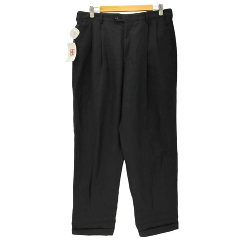 クレイボーン Claiborne シャドーチェック 2タック 裾ダブル ポリエステル ワイド テーパード スラックス パンツ メンズ 36×32