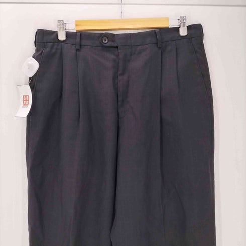 クレイボーン Claiborne シャドーチェック 2タック 裾ダブル ポリエステル ワイド テーパード スラックス パンツ メンズ 36×32