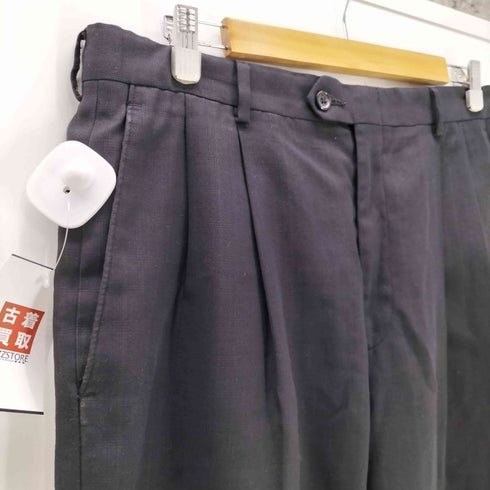 クレイボーン Claiborne シャドーチェック 2タック 裾ダブル ポリエステル ワイド テーパード スラックス パンツ メンズ 36×32