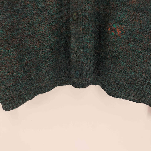 PREPPY 80S フランス製 リブ編み ロゴ刺繍 5B カーディガン メンズ