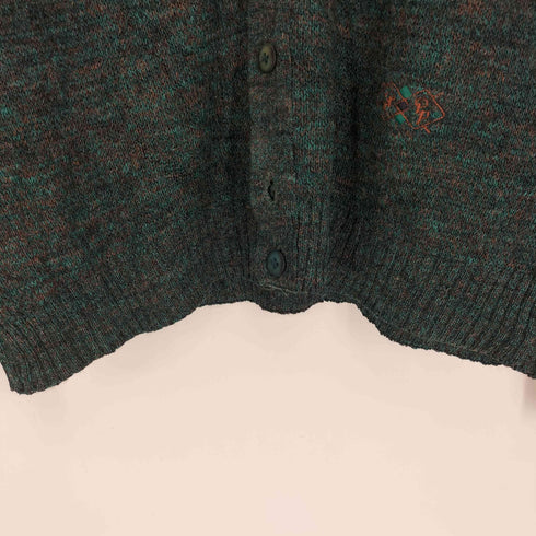 PREPPY 80S フランス製 リブ編み ロゴ刺繍 5B カーディガン メンズ
