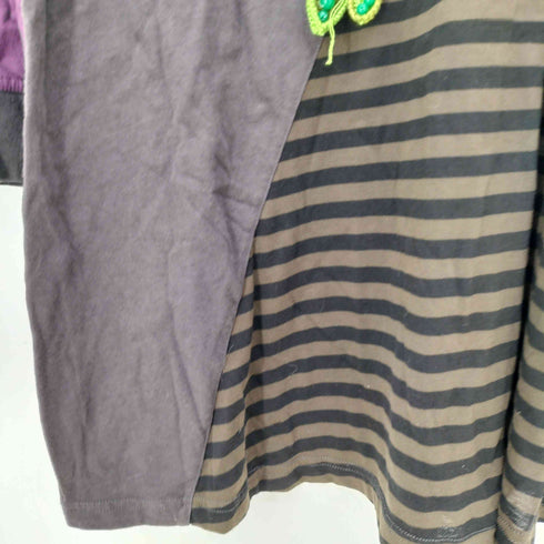 アルベロベロ OLLEBOREBLA オレボレブラ ブタさん スパンコール アップリケ ビジュー装飾 ジャックと豆の木 切替 ボーダーチュニック レディース