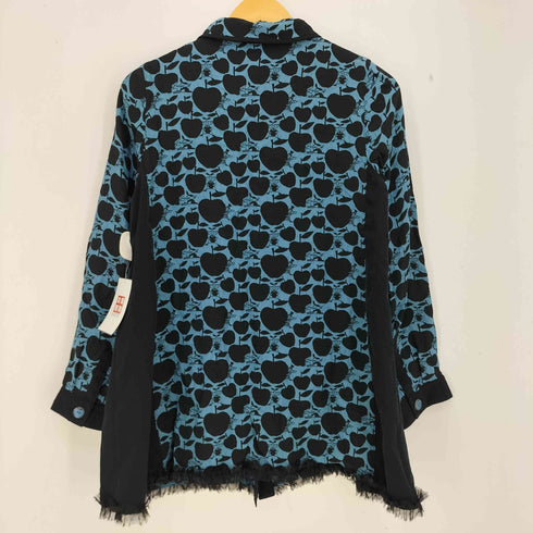 アルベロベロ OLLEBOREBLA オレボレブラ ブタさん 青りんご 裾フリル シアー切替 丸襟 長袖シャツ レディース