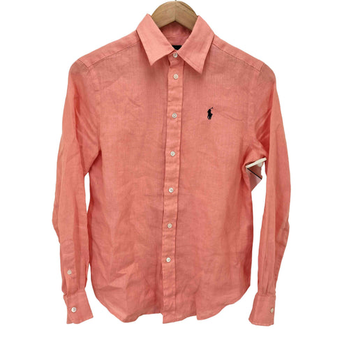 ポロバイラルフローレン Polo by RALPH LAUREN スモールポニー刺繍 リネン長袖シャツ レディース xxs