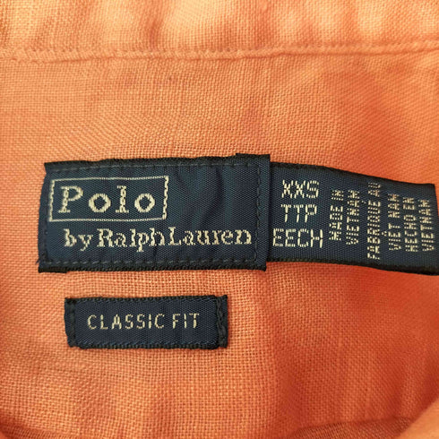 ポロバイラルフローレン Polo by RALPH LAUREN スモールポニー刺繍 リネン長袖シャツ レディース xxs