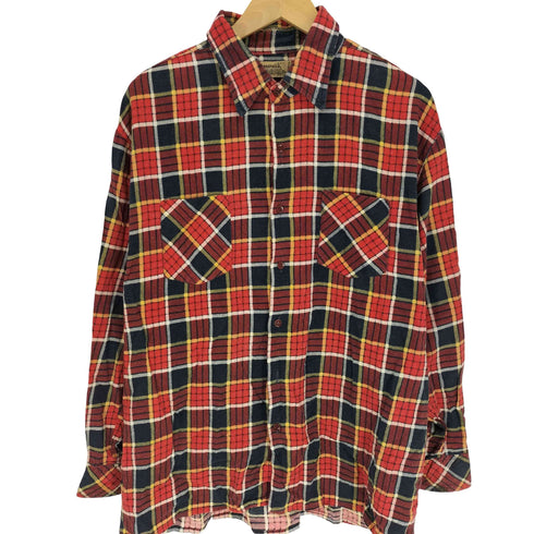 WEDGEFIELD 80-90s 台湾製 マドラスチェック 両ポケット L/S コットン シャツ メンズ import:XL