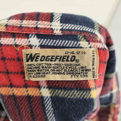 WEDGEFIELD 80-90s 台湾製 マドラスチェック 両ポケット L/S コットン シャツ メンズ import:XL