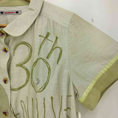 アルベロベロ OLLEBOREBLA オレボレブラ ブタさん ケーキ ろうそく 30th ANNIVERSARY 30周年 顔料プリント スパンコール ビジュー装飾 裾レース 半袖シャツチュニック レディース