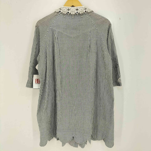 アルベロベロ OLLEBOREBLA オレボレブラ ブタさん ハート スパンコール ビジュー装飾 5分丈 ストライプシャツチュニック レディース