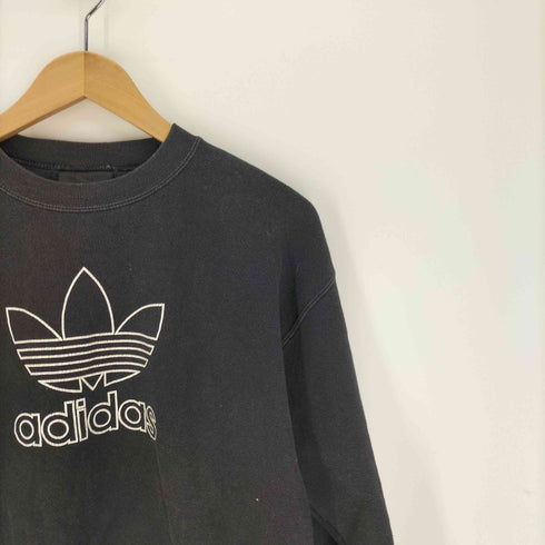 アディダス adidas 80-90S 万国旗タグ アウトライン トレフォイルロゴ プリント スウェット トレーナー メンズ import:XL