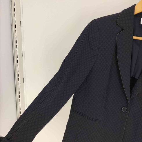 AKRIS レザーパイピング エンボステーラードジャケット レディース US:10
