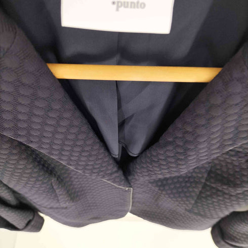 AKRIS レザーパイピング エンボステーラードジャケット レディース US:10