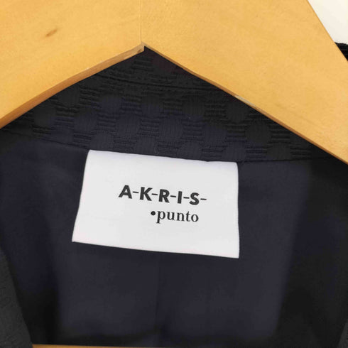 AKRIS レザーパイピング エンボステーラードジャケット レディース US:10