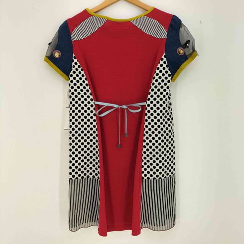 アルベロベロ OLLEBOREBLA オレボレブラ ブタさん スパンコール ビジュー装飾 シアー ドット 異素材切替 半袖チュニック レディース