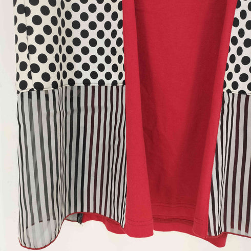 アルベロベロ OLLEBOREBLA オレボレブラ ブタさん スパンコール ビジュー装飾 シアー ドット 異素材切替 半袖チュニック レディース