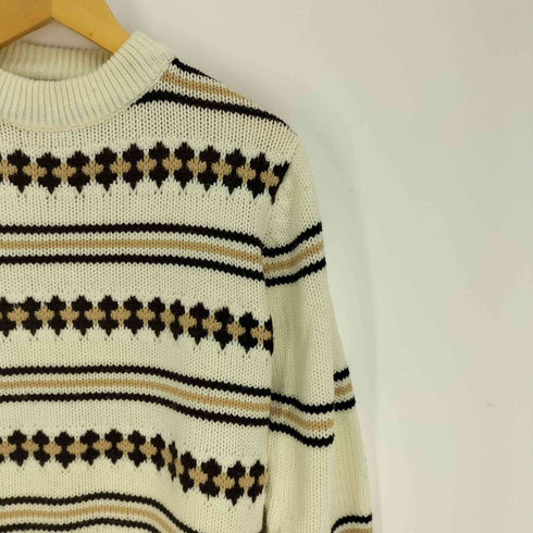sun valley 台湾製 リブ編み マルチボーダー アクリル ニット セーター メンズ import:L