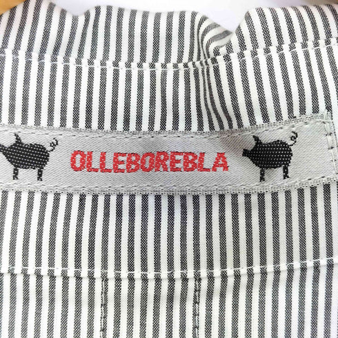アルベロベロ OLLEBOREBLA オレボレブラ ブタさん 刺繍 テールカット 丸襟 ストライプ半袖シャツ レディース