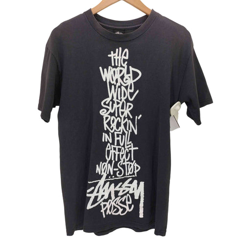 ステューシー Stussy the world wide super rockin フロントプリントtシャツ メンズ JPN:L