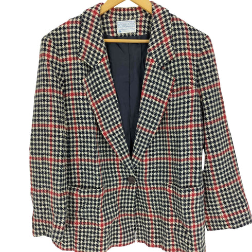 ペンドルトン PENDLETON 70S USA製 白タグ PURE VTGIN WOOL 1B シングル チェック テーラード ジャケット メンズ 20W