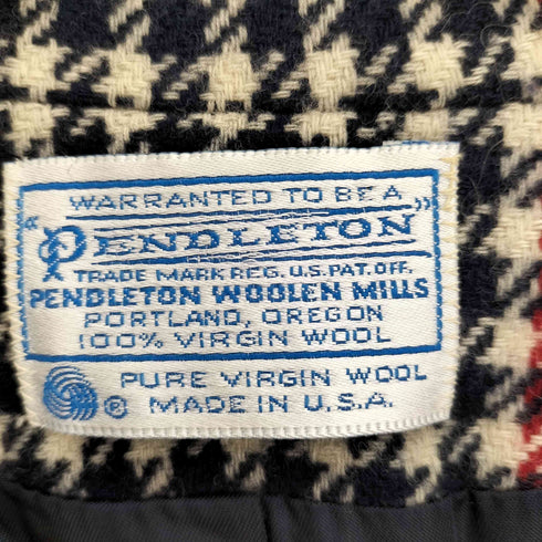 ペンドルトン PENDLETON 70S USA製 白タグ PURE VTGIN WOOL 1B シングル チェック テーラード ジャケット メンズ 20W
