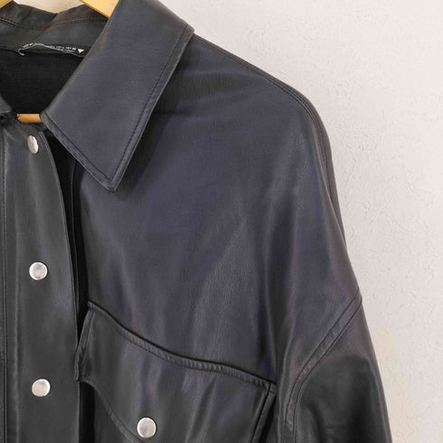 ザラ ZARA フェイクレザーシャツジャケット メンズ import:L
