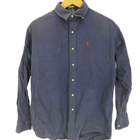 ポロバイラルフローレン Polo by RALPH LAUREN 90S ポニー刺繍 首裏チェック柄 L/S レギュラーカラー シャツ メンズ import:L