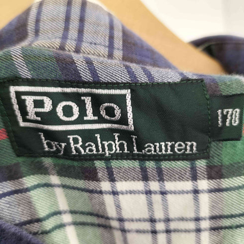 ポロバイラルフローレン Polo by RALPH LAUREN 90S ポニー刺繍 首裏チェック柄 L/S レギュラーカラー シャツ メンズ import:L