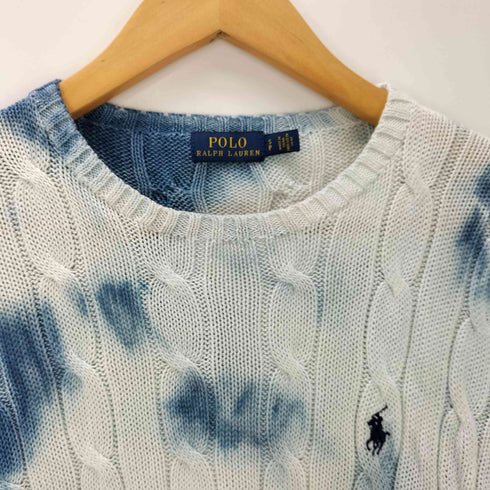 ポロラルフローレン POLO RALPH LAUREN ポニー刺繍 抜染 タイダイ ケーブル コットン ニット セーター レディース 160/84A