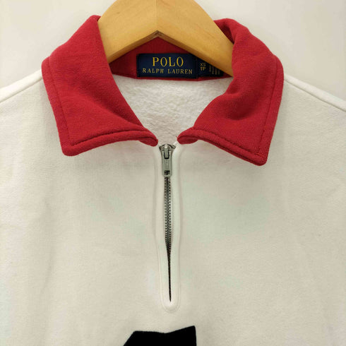 ポロラルフローレン POLO RALPH LAUREN 星条旗 ワッペン USA 刺繍 ハーフジップ ポロ スウェット レディース import:XS