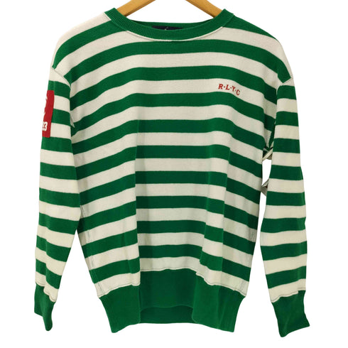 ラルフローレン RALPH LAUREN 90-00S R・L・Y・C 刺繍 ワッペン付き ボーダー コットン ニット セーター レディース import:M